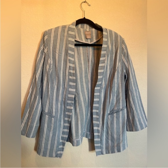 🌿Chico's Blue and White Striped Blazer - Picture 1 of 3